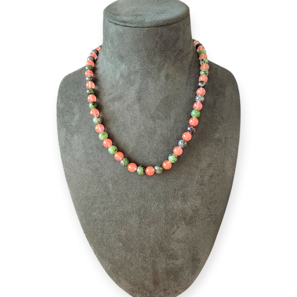 Strawberry Quartz and Ruby Zoisite Necklace